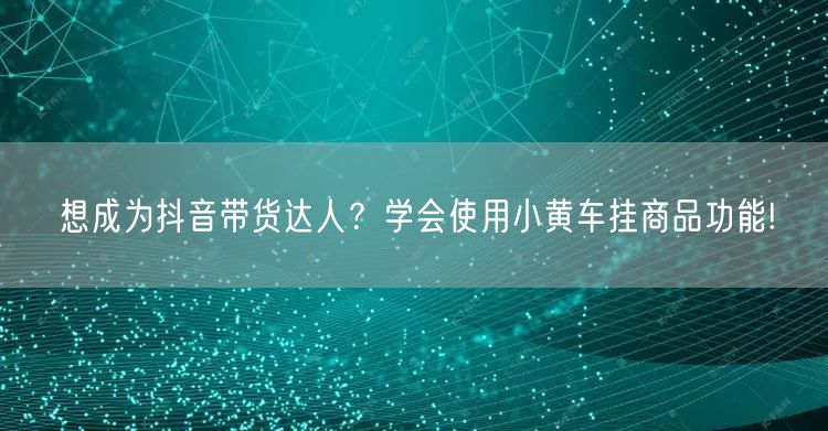 想成为抖音带货达人？学会使用小黄车挂商品功能!