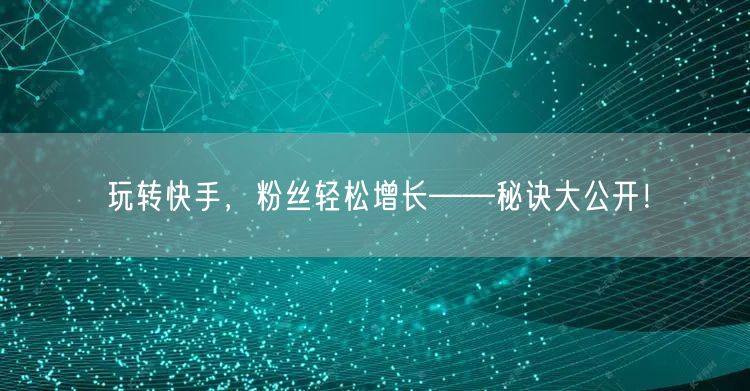 玩转快手，粉丝轻松增长——秘诀大公开！