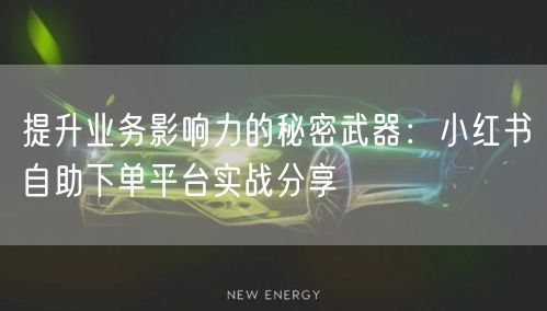 提升业务影响力的秘密武器：小红书自助下单平台实战分享